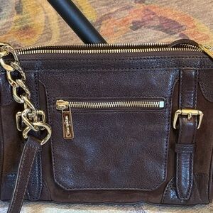 Vintage, like new Michael Kors Dark Brown Crossbody Bag with Gold Accents
